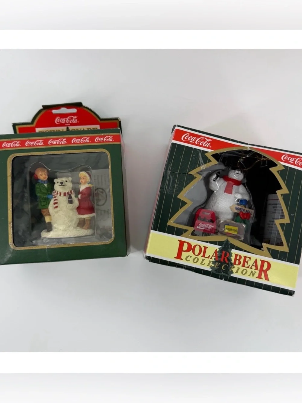 Coca-Cola Town Square Polar Bear Collection Set of 2 in Boxes, 1990s